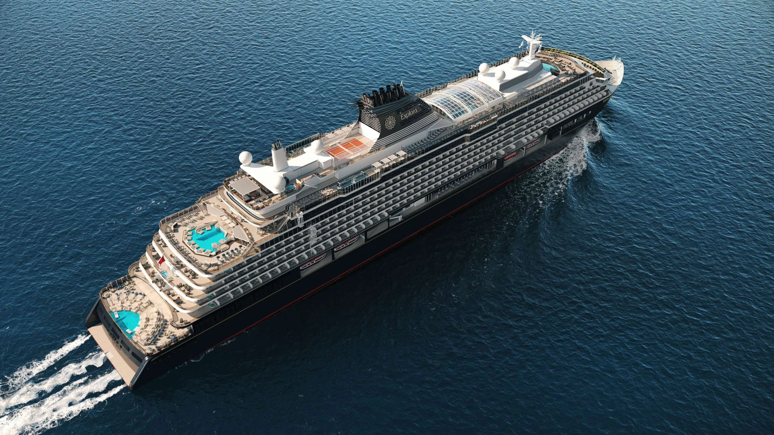Explora Journeys Ocean Travel - Top/ Side View of newest luxury cruise ships